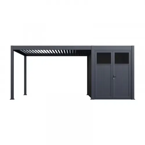 Prix Choc Pergola bioclimatique motorisée autoportante 3 x 4 m anthracite – avec abri 6 m² et kit LED – Ombréa