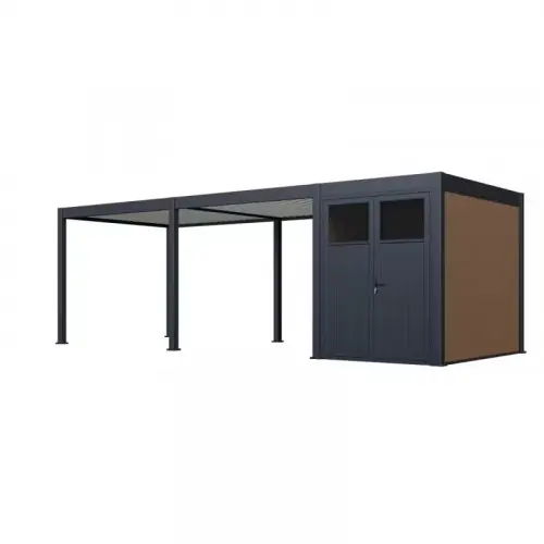 Dernier Modèle Pergola bioclimatique motorisée autoportante 3 x 6 m anthracite et blanc – avec abri 6 m² et kit LED – Ombréa