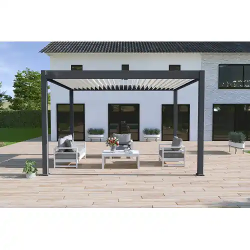 Pergola bioclimatique Ombréa autoportante 3x4M – Anthracite/blanc – ELMO – Ombréa Prix Choc