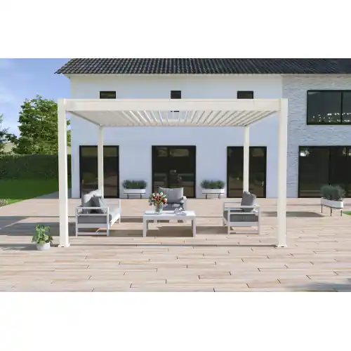 Pergola bioclimatique Ombréa autoportante 3x4M - Blanc - ELMO - Ombréa Bon Marché