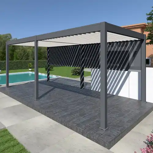 Retour Gratuit Pergola bioclimatique Ombréa autoportante 3x6M – Anthracite/blanc – ELMO – Ombréa