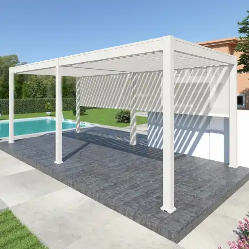 Pergola bioclimatique Ombréa autoportante 3x6M - Blanc - ELMO - Ombréa Prix Réduit
