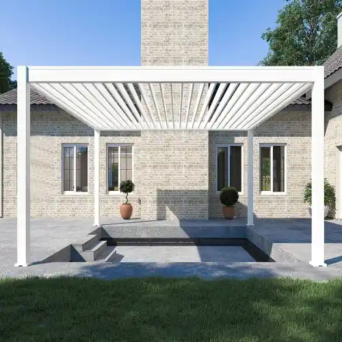 Commander Maintenant Pergola bioclimatique Ombréa autoportante 4x4M – Blanc – ELMO – Ombréa