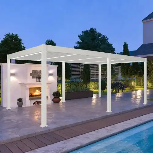 Pergola bioclimatique Ombréa autoportante 4x6M - Blanc - ELMO - Ombréa Retour Gratuit