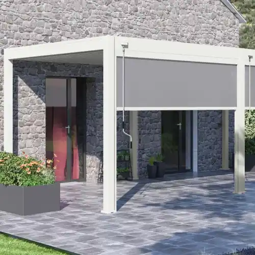 Store vertical pergola 279 cm aluminium textilène – blanc – Ombréa Meilleur Prix
