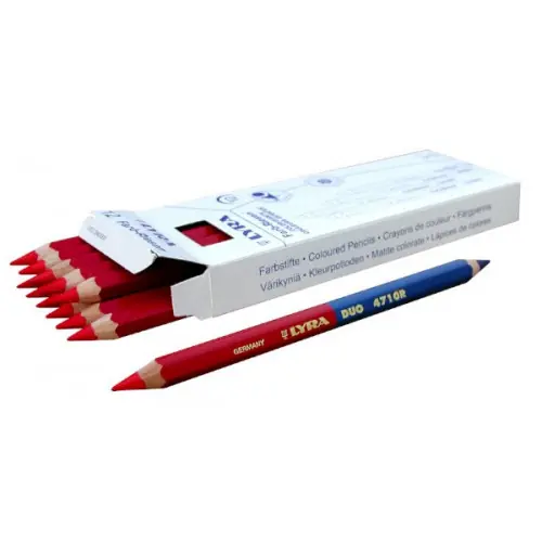 12 crayons bicolore bleu/rouge 175 mm – OUTIFRANCE Pas Cher