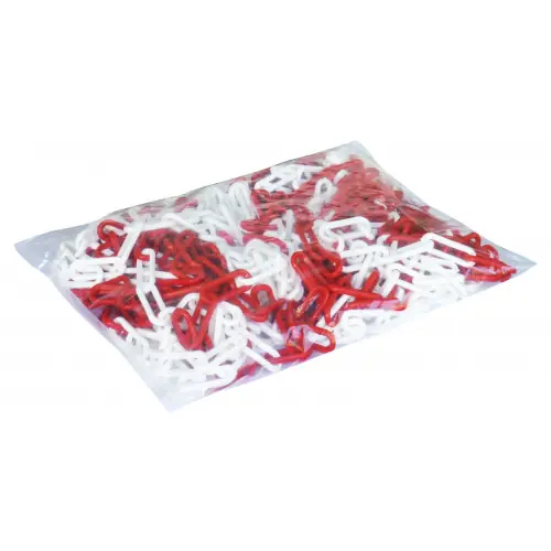 Chaîne plastique rouge et blanc 25 m – Ø 6 mm – OUTIFRANCE Dernier Modèle