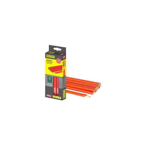 Crayons de menuisier 18 cm 12 crayons 180 mm - OUTIFRANCE Meilleure Vente