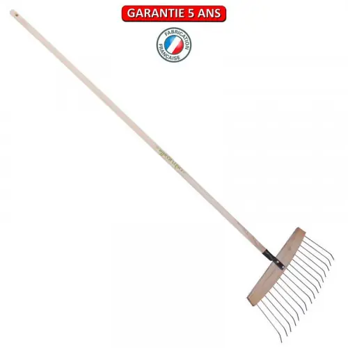 Balai à feuilles et gazon bois/acier 16 dents, manche 165cm- Kiwi - PERRIN Satisfait Ou Remboursé
