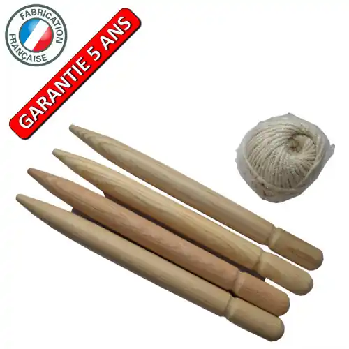 Super Prix Cordeau 35 m avec 4 piquets bois 30 cm - corde coton 2 mm - PERRIN