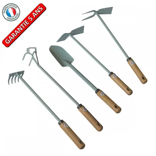 Lot outils extra-long - pack jardin manche long - 5 pièces - PERRIN Pas Cher