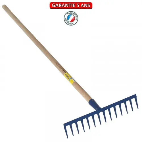 Haute Qualité Râteau 14 dents droites soudées manche 1,5m, outil trempé haute résistance, jardin,potager - PERRIN
