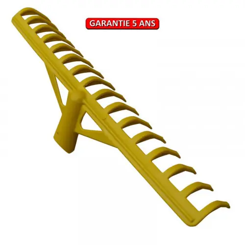 Râteau fibre jaune a bunker 16 dents courbes sans manche - PERRIN Quantité Limitée