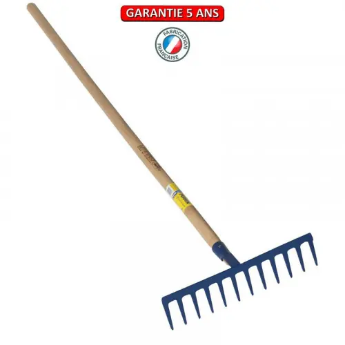 Haute Qualité Râteau forgé 14 dents droites manche 1,65 m - PERRIN