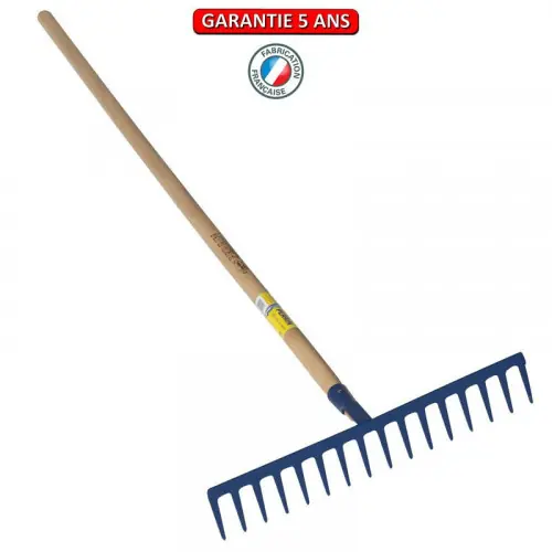 Râteau forgé 16 dents droites manche 1,50m , outil trempé haute résistance, jardin,potager - PERRIN Authentique