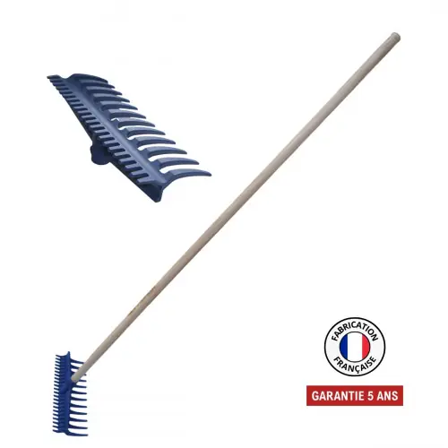 Râteau réversible 12/22 dents nylon renforcé fibre de verre - manche 150 cm PEFC - PERRIN Nouvel Arrivage