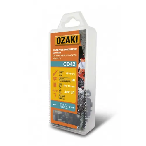 Chaîne de tronçonneuse OZAKI semi carrée .3/8&Prime;LP .050 (1,3mm) 56 entraîneurs – OZAKI Achat Immédiat