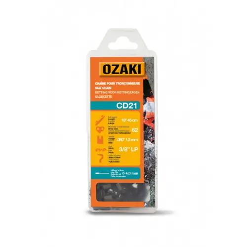 Chaîne de tronçonneuse OZAKI semi carrée .3/8&Prime;LP .050 (1,3mm) 62 entraîneurs – OZAKI Livraison Express