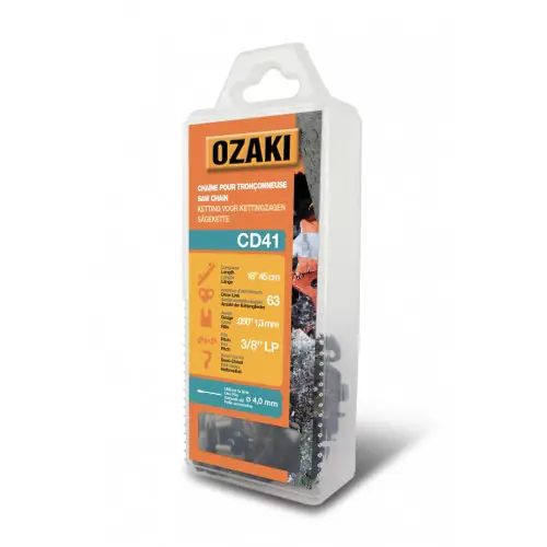 Chaîne de tronçonneuse OZAKI semi carrée .3/8&Prime;LP .050 (1,3mm) 63 entraîneurs – OZAKI Must-Have