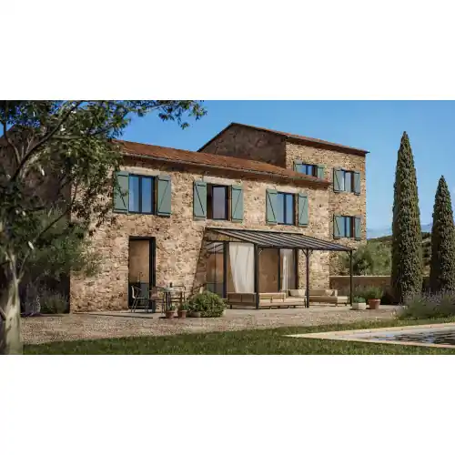 Pergola adossée Harmonie 3 X 5.5M - Anthracite - Pergofrance Vente Flash