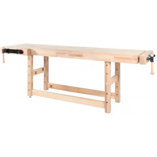 Promotion Banc de travail menuiserie 2500 mm - Plateau hêtre 120 mm - 2 étaux double broche - Pinié