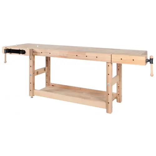 Retour Gratuit Base d’établi menuiserie 2500 mm - Plateau hêtre 120 mm - Étau longitudinal Bench13 - Pinié