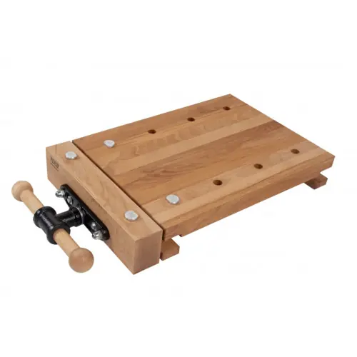 Remise Mini plateau d’établi - HEAVYDUTY hêtre massif 620 x 350 x 85 mm - 1 presse - perçage 19 mm - Pinié