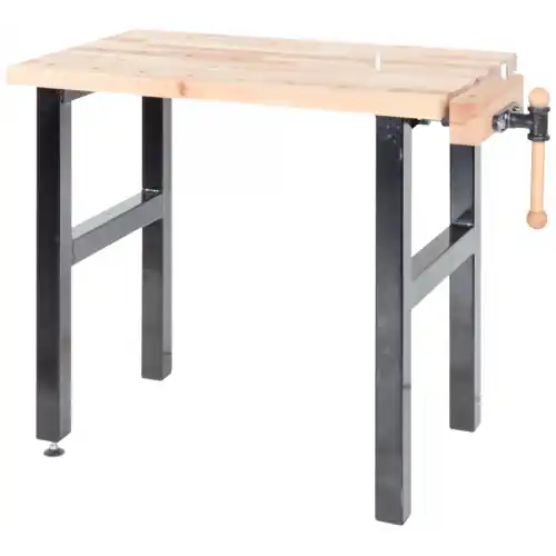 Plateau d’établi - HOBBY - hêtre massif 1150 x 600 x 40 mm - 1 presse - perçage 19 mm - Pinié Offre Du Jour
