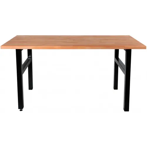 Offre Spéciale Table de travail Hobby 1500 mm - Établi bois hêtre massif et pieds acier - Pinié