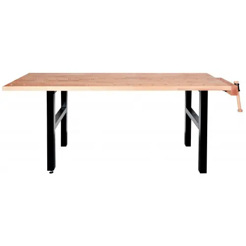 Établi de bricolage 2000 mm avec étau - Plateau hêtre massif et pieds acier - Pinié Prix Choc