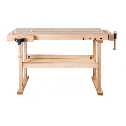 Soldes Établi HEAVYDUTY - hêtre massif 1490 x 650 x 850 mm - plateau 80 mm - 2 presses - perçage 19 mm - Pinié