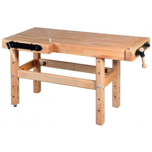 Établi menuiserie 1500 mm - Plateau hêtre 120 mm - 2 étaux double broche - Pinié Meilleur Prix
