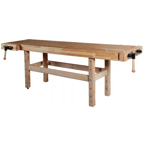Soldes Établi menuiserie 2500 mm - Plateau hêtre 120 mm - Étau double broche - Pinié
