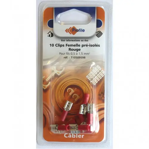 10 cosses clips pré-isolées femelles rouges – PROFILE Prix Cassé