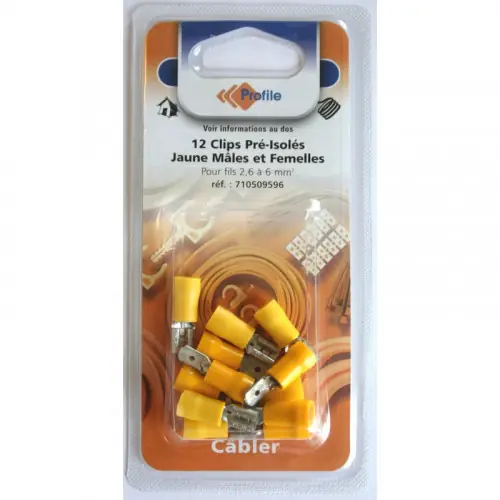12 cosses clips pré-isolées jaunes mâles + femelles – PROFILE Produit De Marque