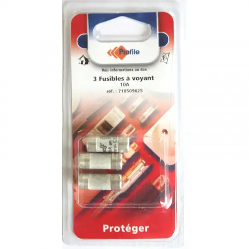 Haute Qualité 3 fusibles a voyant 10.3x25.8 mm - 10A - PROFILE