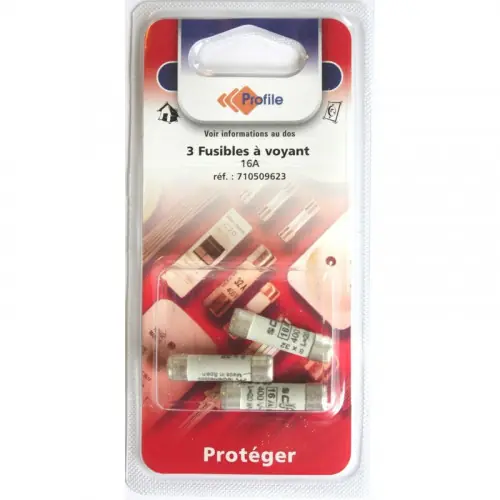 3 fusibles a voyant 8.5×31.5 mm – 16A – PROFILE Populaire