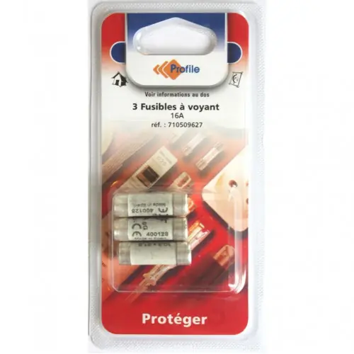 3 fusibles à voyantT 10.3×31.5mm – 16A – PROFILE Nouvel Arrivage
