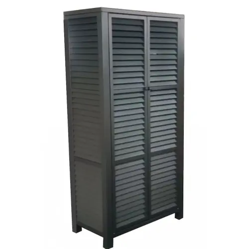 Armoire 2 portes persiennes – Aluminium – Graphite – Ouverture par pression et aimant – PROLOISIRS Prix Choc