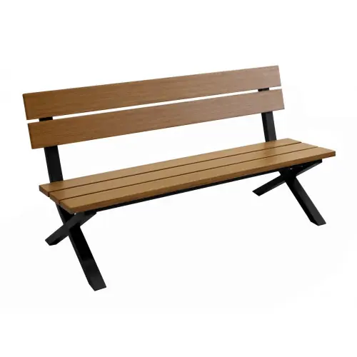 Banc avec dossier en aluminium - CROSSWAY 160 - Assise à lattes - Hauteur d’assise 45 cm - Coloris heat et graphite - PROLOISIRS Nouvelle Collection