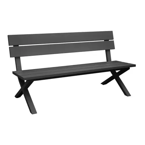 Banc de jardin 2 places Crossway avec dossier graphite 160 x 84 x 62 cm - PROLOISIRS Remise