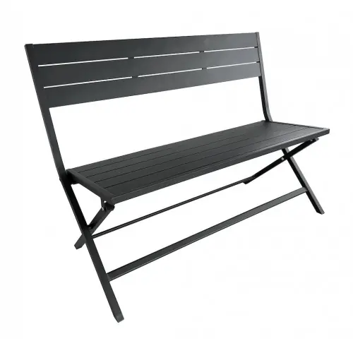 Banc pliant - LUCCA - Aluminium époxy graphite - Lattes - 120 cm - PROLOISIRS Jusqu'à Épuisement Des Stocks