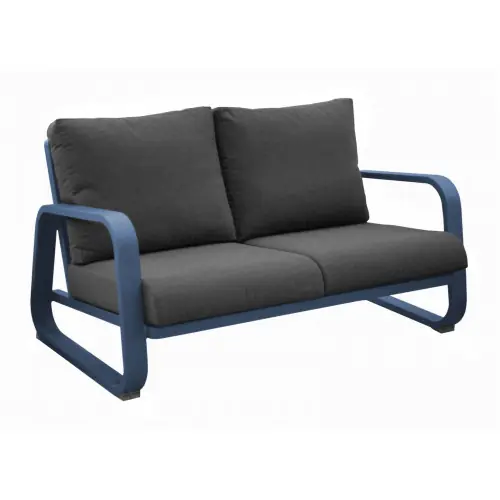 Canapé 2.5 places Antonino sofa en aluminium/coussins - bleu/gris - PROLOISIRS Petit Prix