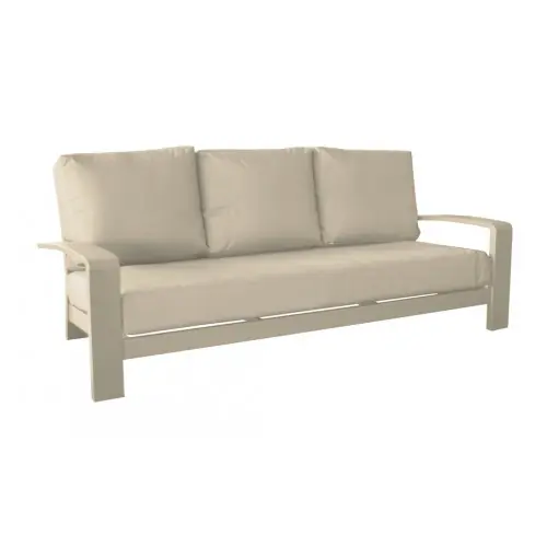 Canapé 3 places CORDOUAN aluminium époxy + coussins Sunbrella - 215 x 81,5 x 97,5 cm - Crème Mist 124 - PROLOISIRS Meilleur Prix