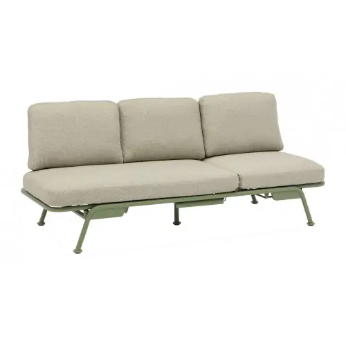 Canapé convertible SUNSET aluminium époxy – Amande / Chiné anthracite – PROLOISIRS Satisfait Ou Remboursé