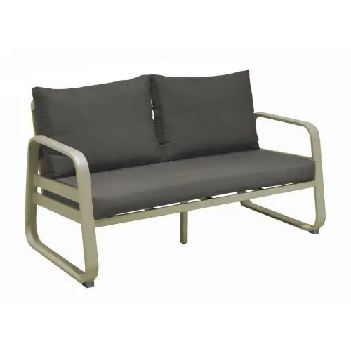 Prix Réduit Canapé de jardin 2,5 places Tonio sauge/gris en Aluminium - coussins déhoussables - PROLOISIRS