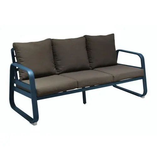 Canapé de jardin 3 places Tonio bleu/gris - Aluminium - coussins acrylique - PROLOISIRS Marque