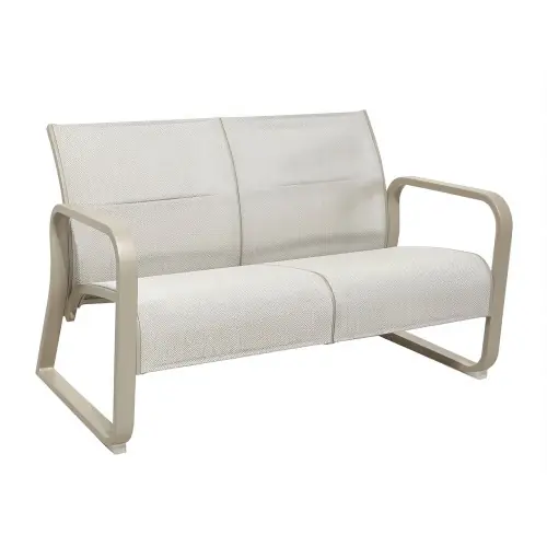Canapé lounge 2 places en aluminium et TPEP matelassé – QUENZA II – Coloris crème et chevron – PROLOISIRS Pas Cher