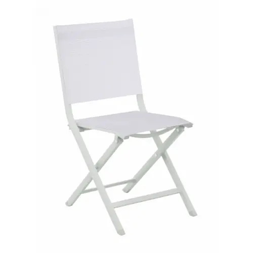 Dernière Chance Chaise pliante - THEMA - Aluminium époxy - Toile TPEP chiné blanc - PROLOISIRS