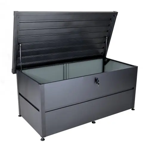 Coffre de rangement en acier galvanisé - 750 L - Coloris graphite - PROLOISIRS Usine Directe
